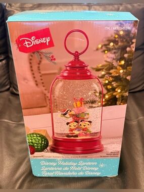 Disney Holiday Christmas Snow Globe Lantern with Mickey Mouse & Minnie Mouse